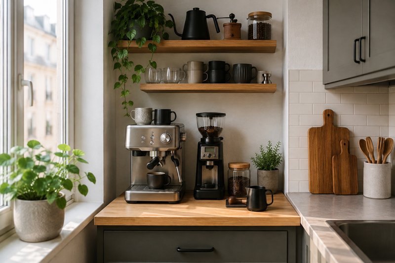 Organiser un coin cafe dans une petite cuisine