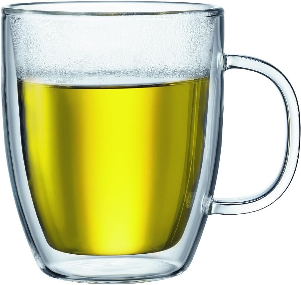 Bodum Bistro Mug double paroi 0,45 L : la grande tasse en verre pour cafés latte et boissons gourmandes